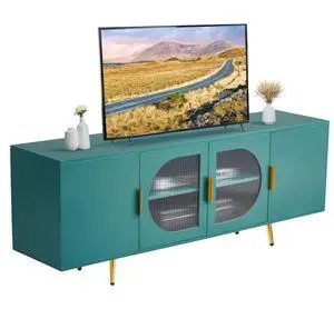 VEVOR TV Stand for TVs up to 75 in Modern Entertainment Center with Glass Doors
