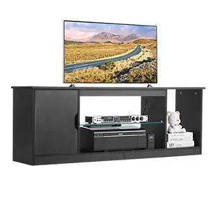 VEVOR TV Stand for TVs up to 65 in Modern Entertainment Center with Glass Shelf