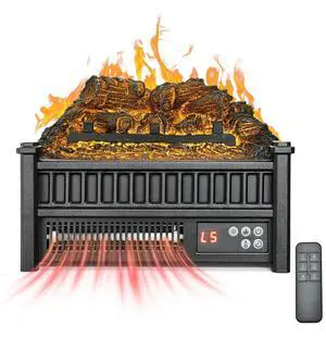 16 Inch Electric Fireplace Log Heater with Remote 5 Flame Brightness Timer