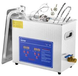 VEVOR Commercial Ultrasonic Cleaner 6L Professional Ultrasonic Cleaner 40kHz with Digital Timer&Heater 110V Excellent Cleaning Machine for Watch Instruments Industrial Parts Excellent Cleaner Solutio