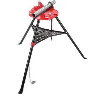 6" Tripod Pipe Chain Vise Stand w/ Steel Legs & Rubber Mounts bib