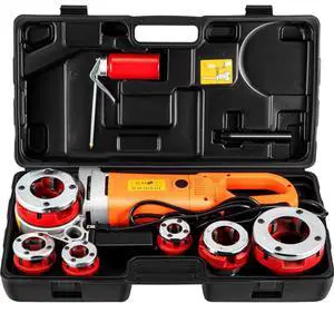 VEVOR Electric Pipe Threader, 2300W Pipe Threading Machine with 6 Dies 1/2"-2", 110V Hand-held Pipe Threader Machine with Copper Motor, Portable Electric Pipe Threading Kit with Carrying Case