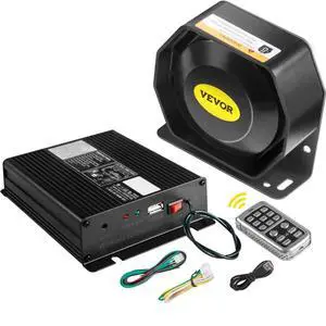 VEVOR 200W 18 Sound Loud Car and Truck Warning Alarm Police Siren Horn 18 Tones Fire Ambulance Emergency Electronic Siren Horn Kit PA MIC System