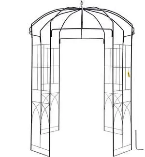VEVOR Birdcage Shape Garden Arbor, 9' High x 6.6' Wide, Heavy Duty Wrought Iron Arbor, Wedding Arch Trellis for Climbing Vines in Outdoor Garden, Lawn, Backyard, Patio, Black