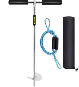VEVOR Sand Anchor, 18" Length Auger to The Beach and Sandbar, 316 Stainless Steel Screw Anchor w/Removable Handle, Bungee Line & Carry Bag, for Jet Ski PWC Pontoon Kayak
