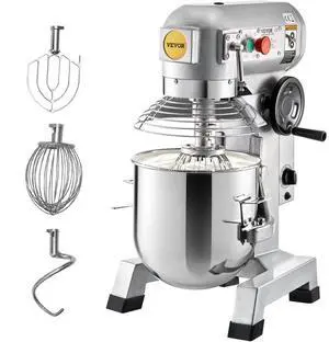 VEVOR Commercial Food Mixer, 10Qt Commercial Mixer with Timing Function, 450W Stainless Steel Bowl Heavy Duty Electric Food Mixer Commercial with 3 Speeds Adjustable 113/184/341 RPM