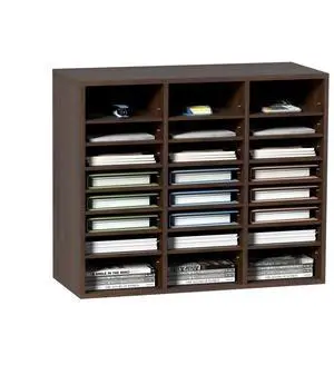 VEVOR Literature Organizers, 24 Compartments Office Mailbox with Adjustable Shelves, Wood Literature Sorter 29x12x24.4 inches for Office, Home, Classroom, Mailrooms Organization, EPA Certified, Brown