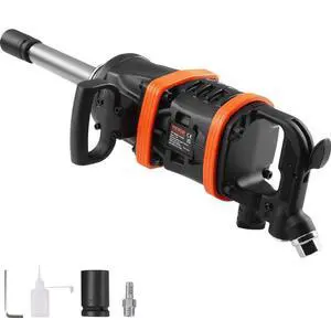 VEVOR 1 Inch Air Impact Wrench, Up to 5175 ft-lbs Beast Reverse Torque Output Pneumatic Impact Gun w/ 8 Inch Extended Anvil for Repairs and Maintenance of Heavy Duty Machinery / Semi-Truck / Bus