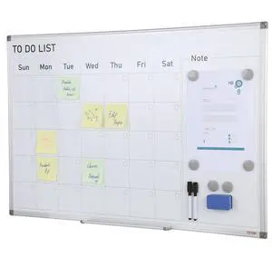 VEVOR Calendar Whiteboard, 36 x 24 Inches Magnetic Dry Erase Calendar Board, Monthly Planner Whiteboard for Wall, 1 Magnetic Erase & 2 Dry Erase Marker & Movable Tray for Restaurant Office Home School