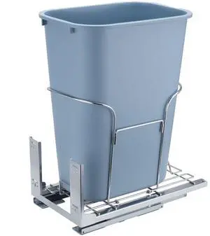 VEVOR Pull-Out Trash Can, 35L Single Bin, Under Mount Kitchen Waste Container with Slide, Handle and Door Mounting Kit, 110 lbs Load Capacity Heavy Duty Garbage Recycling Bin for Kitchen Cabinet, Sink