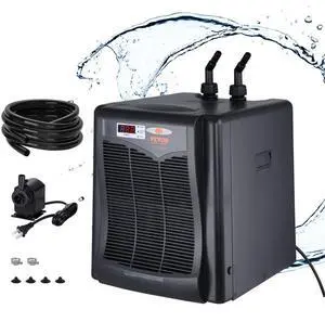 VEVOR Aquarium Chiller, 110 Gal 416 L, 1/3 HP Hydroponic Water Chiller, Quiet Refrigeration Compressor for Seawater and Fresh Water, Fish Tank Cooling System with Pump/Hose, for Jellyfish, Coral Reef
