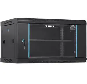 VEVOR 6U Wall Mount Network Server Cabinet, 15.5'' Deep, Server Rack Cabinet Enclosure, 200 lbs Max. Ground-mounted Load Capacity, with Locking Glass Door Side Panels, for IT Equipment, A/V Devices