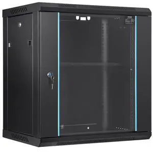 VEVOR 12U Wall Mount Network Server Cabinet, 15.5'' Deep, Server Rack Cabinet Enclosure, 200 lbs Max. Ground-mounted Load Capacity, with Locking Glass Door Side Panels, for IT Equipment, A/V Devices