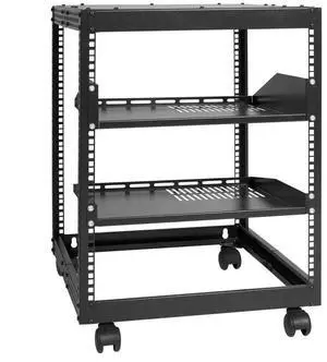VEVOR 12U Open Frame Server Rack, 15''-40'' Adjustable Depth, Free Standing or Wall Mount Network Server Rack, 4 Post AV Rack with Casters, Holds All Your Networking IT Equipment AV Gear Router Modem