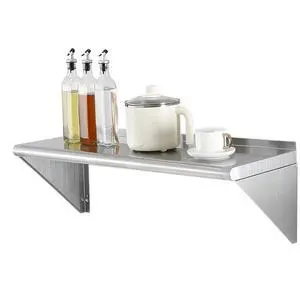 VEVOR 12" x 36" Stainless Steel Shelf, Wall Mounted Floating Shelving with Brackets, 250 lbs Load Capacity Commercial Shelves, Heavy Duty Storage Rack for Restaurant, Kitchen, Bar, Home, and Hotel