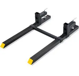 VEVOR Pallet Forks, 2000 lbs Clamp on Pallet Forks, 43" Total Length Tractor Bucket Forks with Adjustable Stabilizer bar, Heavy Duty Pallet Forks for Tractor Attachments, Skid Steer, Loader Bucket