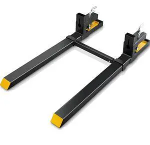 VEVOR  Pallet Forks, 4000 lbs Clamp on Pallet Forks, 60" Total Length Heavy Duty Pallet Forks with Adjustable Stabilizer Bar, Tractor Bucket Forks for Tractor Attachments, Skid Steer, Loader Bucket