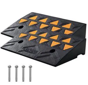 VEVOR Rubber Curb Ramp 2 Pack, 4.3" Rise Height Heavy-Duty 33069 lbs/15 T Capacity Threshold Ramps, Driveway Ramps with Stable Grid Structure for Cars, Wheelchairs, Bikes, Motorcycles