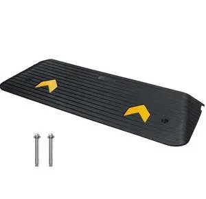VEVOR Rubber Threshold Ramp, 2" Rise Threshold Ramp Doorway, Recycled Rubber Power Threshold Ramp Rated 33069 lbs Load Capacity, Non-Slip Surface Rubber Solid Threshold Ramp for Wheelchair and Scooter