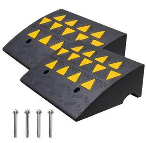 VEVOR Rubber Curb Ramp 2 Pack, 6" Rise Height Heavy-Duty 33069 lbs/15 T Capacity Threshold Ramps, Driveway Ramps with Stable Grid Structure for Cars, Wheelchairs, Bikes, Motorcycles