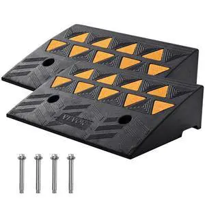VEVOR Rubber Curb Ramp 2 Pack, 5" Rise Height Heavy-Duty 33069 lbs/15 T Capacity Threshold Ramps, Driveway Ramps with Stable Grid Structure for Cars, Wheelchairs, Bikes, Motorcycles