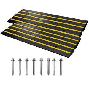 VEVOR Rubber Curb Ramp for Driveway 2 Pack, 15T Heavy Duty Sidewalk Curb Ramp, 2.6" Rise Height Cable Cover Curbside Bridge Ramp for Garage for Low Cars, Wheelchairs