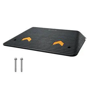 VEVOR Rubber Threshold Ramp, 4" Rise Wheelchair Ramp Doorway, Recycled Rubber Power Curb Ramp Rated 33069 Lbs Load Capacity, Non-Slip Textured Surface Rubber Ramp for Wheelchair Car Scooter