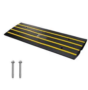 VEVOR Rubber Curb Ramp for Driveway 1 Pack, 15T Heavy Duty Sidewalk Curb Ramp, 2.6" Rise Height Cable Cover Curbside Bridge Ramp for Garage for Low Cars, Wheelchairs