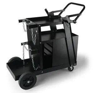 VEVOR Welding Cart, 2-Tier 4 Drawers Welder Cart with 265 LBS Weight Capacity, 360° Swivel Wheels, Tank Storage Safety Chains, Heavy Duty Rolling MIG Welder Cart for Mig Welder and Plasma Cutter