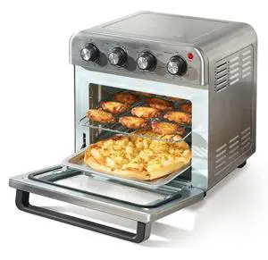 VEVOR 7-IN-1 Air Fryer Toaster Oven, 18L Convection Oven, 1700W Stainless Steel Toaster Ovens Countertop Combo with Grill, Pizza Pan, Gloves, 6 Slices Toast, 10-inch Pizza, Home and Commercial Use