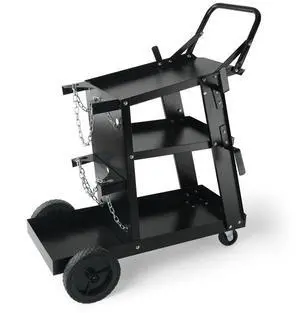 VEVOR Welding Cart, 3-Tier Welder Cart Heavy Duty with 400 Lbs Weight Capacity, 360° Swivel Wheels, Tank Storage Safety Chains, Rolling MIG Welder Cart for TIG, ARC, MMA, Plasma Cutter Welding Machine