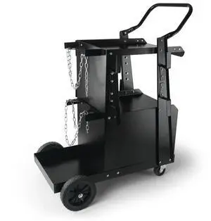 VEVOR Welding Cart, 2-Tier Heavy Duty Welder Cart with Anti-Theft Lockable Cabinet, 265LBS Weight Capacity, 360° Swivel Wheels, Tank Storage Safety Chains, Welding Cabinet for TIG, ARC, Plasma Cutter