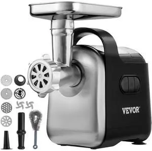VEVOR Electric Meat Grinder, 6.6 Lb/Min, 550W2200W MAX) Industrial Meat Mincer with 2 Blade, 3 Grinding Plates, Sausage Maker & Kubbe Kit ABS + Stainless Steel Commercial Meat Grinder, ETL Listed