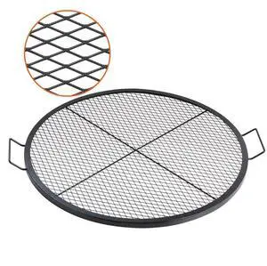 VEVOR X-Marks Fire Pit Grill Grate, Round Cooking Grate, Heavy Duty Steel Campfire BBQ Grill Grid with Handle and Support X Wire, Portable Camping Cookware for Outside Party & Gathering, 36 Inch Black