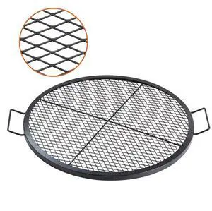 VEVOR X-Marks Fire Pit Grill Grate, Round Cooking Grate, Heavy Duty Steel Campfire BBQ Grill Grid with Handle and Support X Wire, Portable Camping Cookware for Outside Party & Gathering, 30 Inch Black