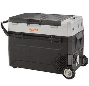 VEVOR Car Refrigerator, 12 Volt Car Refrigerator Fridge, 56 QT/53 L Dual Zone Portable Freezer, -4-50 Adjustable Range, 12/24V DC and 100-240V AC Compressor Cooler for Outdoor, Camping, Travel, RV