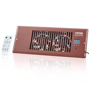 VEVOR Register Booster Fan, Quiet Vent Booster Fan Fits 4 x 12 Register Holes, with Remote Control and Thermostat Control, Adjustable Speed for Heating Cooling Smart Vent, Brown