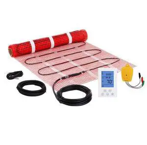 VEVOR Floor Heating Mat, 10 Sq.ft, Electric Radiant In-Floor Heated Warm System with Digital Floor Sensing Thermostat, Includes Installation Monitor, Adhesive Back for Easy Installation on The Floor