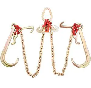 VEVOR V-Chain Bridle, 9620 lbs Working Load Limit, 5/16'' x 3' G80 Tow Chain with RTJ Cluster Hooks, DOT Certified, Galvanized Coating Manganese Steel & D-Shackle, for Lifting & Moving Activities