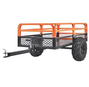 VEVOR Heavy Duty Steel ATV Dump Trailer, 1500-Pound Load Capacity 15 Cubic Feet, Tow Behind Dump Cart Garden Trailer, with Removable Sides and 2 Tires, for Mowers, Tractors, ATV, UTV