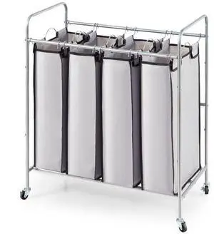 VEVOR Laundry Sorter Cart 4 Section, Laundry Hamper with Heavy Duty Lockable Wheels and 4 Removable Bags, Rolling Laundry Basket Sorter for Clothes Storage