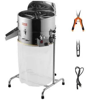 VEVOR Electric Bud Trimmer, 18'' Electric Leaf Trimmer Machine with 60W Adjustable Speed, Tillable Trimmer with Stainless-Steel Blades, Bud Leaf Trimmer Mesh Bag & Hand Pruner Included for Leaves, Bud