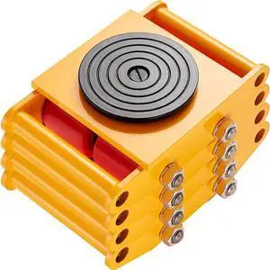 VEVOR 4PCS Machinery Skate Dolly, 17637 LBS/8T Industrial Machinery Mover, Heavy Duty Carbon Steel Machinery Moving Skate with 4 PU Wheels and 360° Rotation Non-Slip Cap for Warehouse, Workshop, Facto