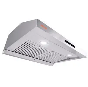 VEVOR Under Cabinet Range Hood, Dual Motors Ductless Kitchen Stove Vent, Stainless Steel Permanent Filter with 3-Speed Exhaust Fan, 2 Baffle Filters, LED Lights, Touch Control Panel, Silver (30 inch)
