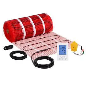 VEVOR Floor Heating Mat, 100 Sq. ft, Electric Radiant In-Floor Heated Warm System with Digital Floor Sensing Thermostat, Includes Installation Monitor, Adhesive Back for Easy Installation on The Floor