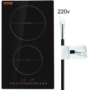VEVOR Electric Cooktop, 2 Burners, 12'' Induction Stove Top, Built-in Magnetic Cooktop 3000W, 9 Heating Level Multifunctional Burner, LED Touch Screen w/ Child Lock & Over-Temperature Protection