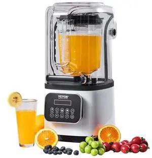 VEVOR Professional Blender with Shield, Commercial Countertop Blenders, 68 oz Jar Blender Combo, Stainless Steel 9 Speed & 5 Functions Blender, for Shakes, Smoothies, Peree, and Crush Ice, White
