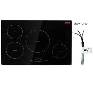 VEVOR Electric Cooktop, 4 Burners, 30'' Induction Stove Top, Built-in Magnetic Cooktop 7500W, 9 Heating Level Multifunctional Burner, LED Touch Screen with Child Lock & Over-Temperature Protection