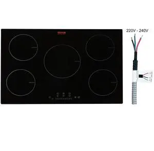 VEVOR Electric Cooktop, 5 Burners, 30'' Induction Stove Top, Built-in Magnetic Cooktop 9200W, 9 Heating Level Multifunctional Burner, LED Touch Screen w/Child Lock & Over-Temperature Protection