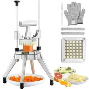 VEVOR Commercial Vegetable Fruit Chopper 1/4" Blade Heavy Duty Professional Food Dicer Kattex French Fry Cutter Onion Slicer Stainless Steel for Tomato Peppers Potato Mushroom